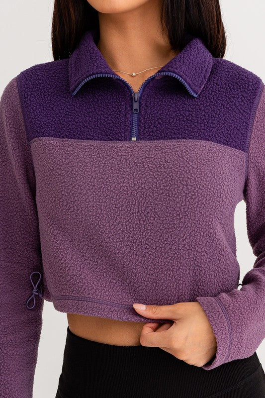 Grape Fleece Crop Sweater