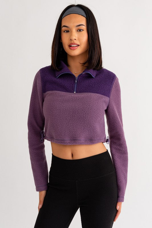 Grape Fleece Crop Sweater