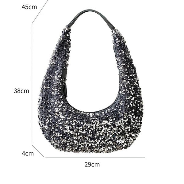 Sequin Half Moon Shoulder Bag
