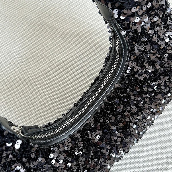 Sequin Half Moon Shoulder Bag