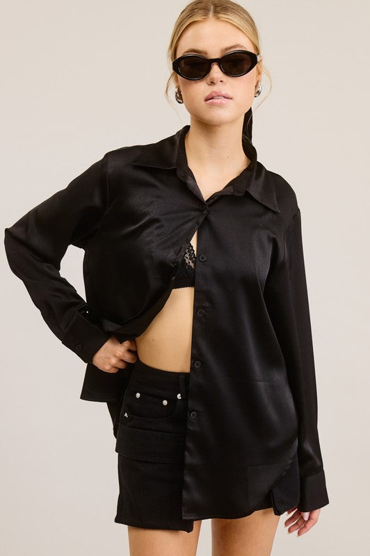 Satin Button Down