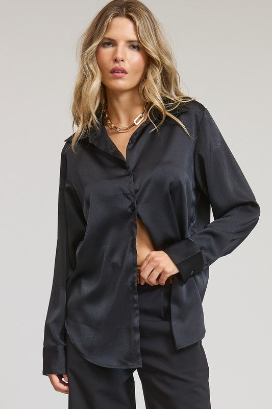 Satin Button Down