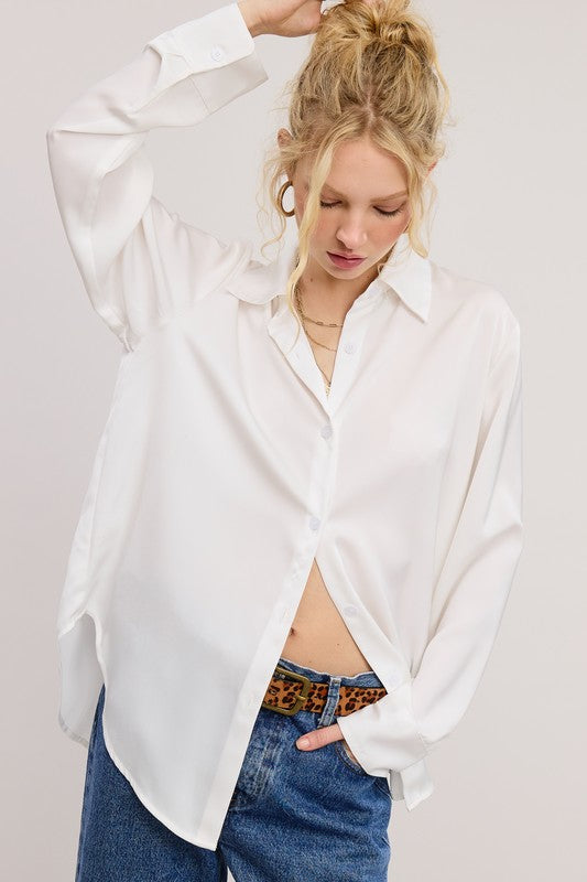 Satin Button Down