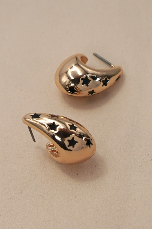 Star Studded Huggie Hoops