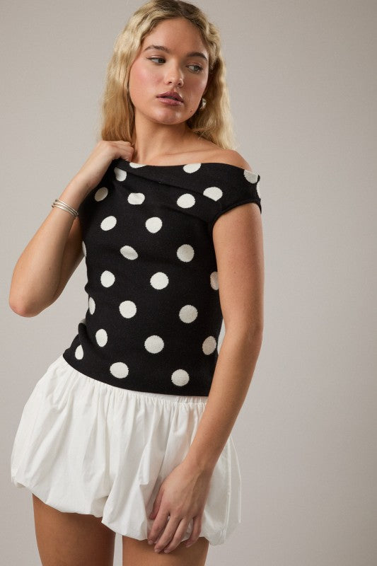 Asymmetrical Polka Dot Top