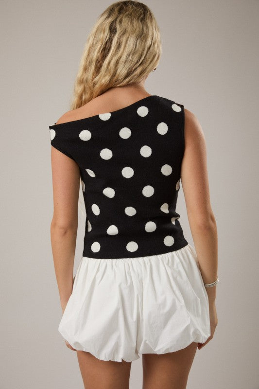 Asymmetrical Polka Dot Top
