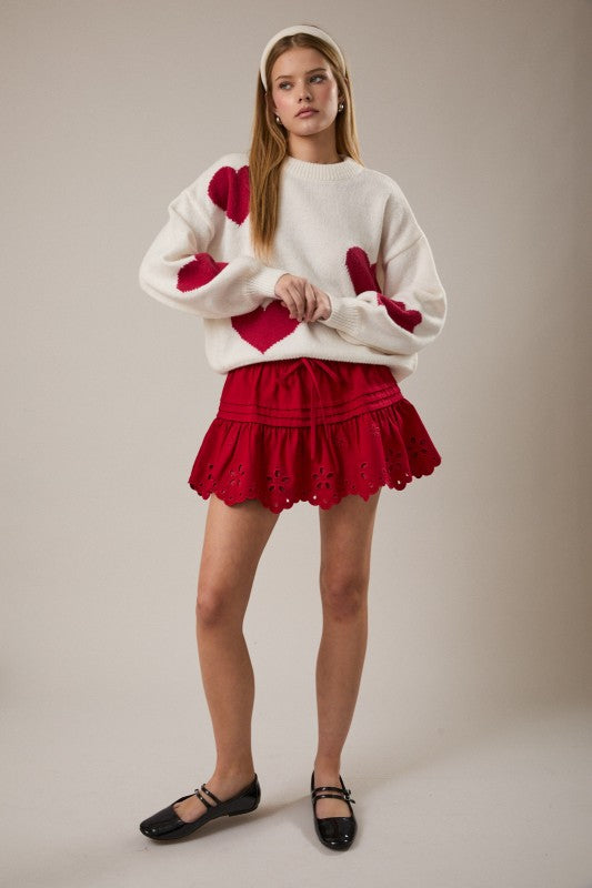 Eyelet Embroidered Mini Skirt