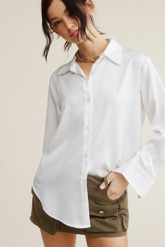 Satin Button Down