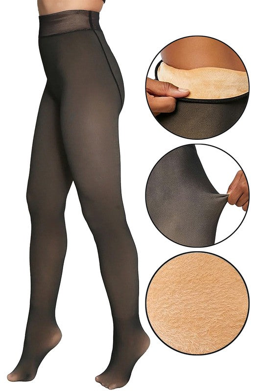 Sheer Illusion Fleece-Lined Tights