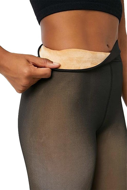 Sheer Illusion Fleece-Lined Tights