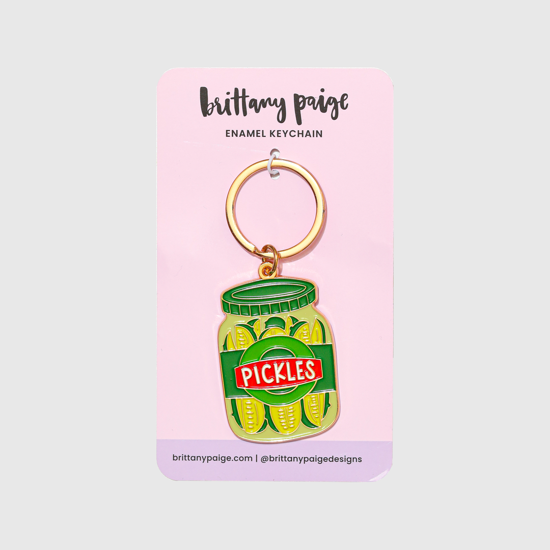 Pickle Jar Enamel Keychain Bag Charm