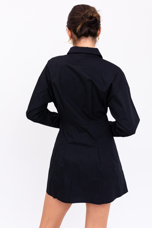 Wednesday Pleated Shirt Dress
