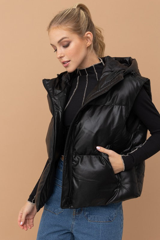 Brenda Vegan Leather Puffer Vest