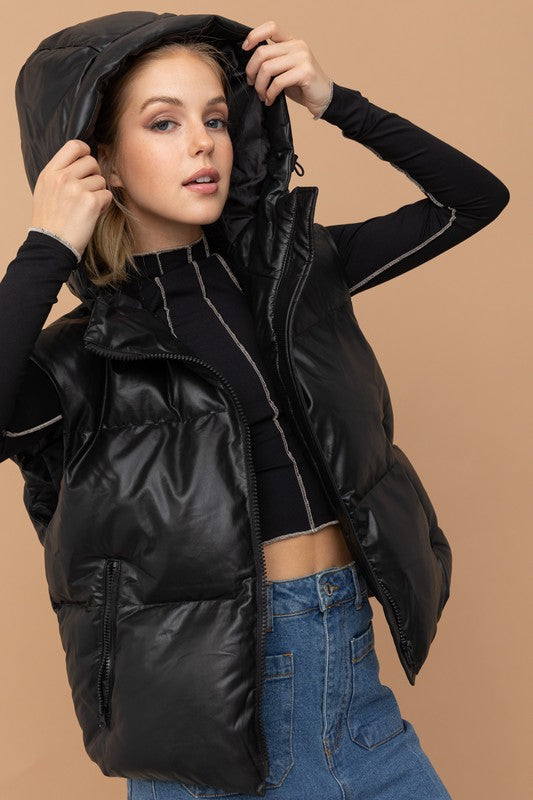 Brenda Vegan Leather Puffer Vest
