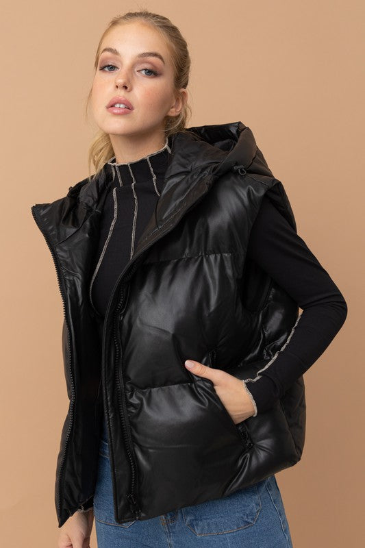 Brenda Vegan Leather Puffer Vest