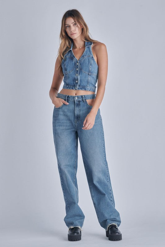 Denim Halter Vest